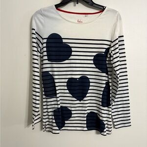 Boden Navy  and White Love Is In The Air Blouse Size 8